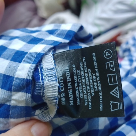 a.moon Embroidered Gingham 3/4 Sleeve Blouse - Picture 7 of 7